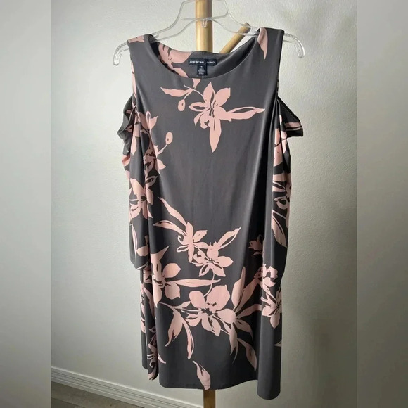 Gray and pink floral 3/4 sleeve cocktail dress Size 16 Women's Floral-Print - Picture 3 of 7